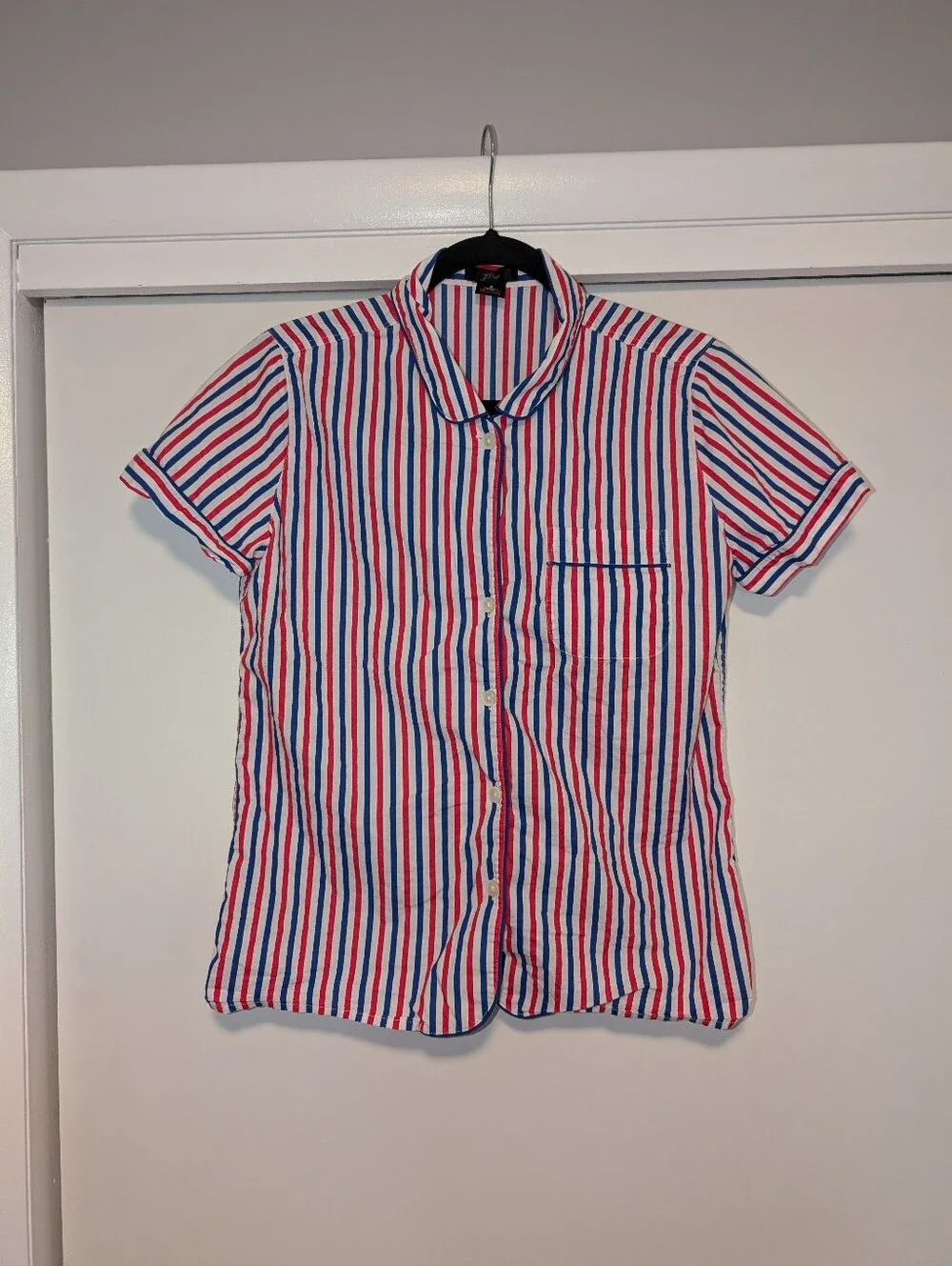 J. Crew Red White and Blue Stripe Cotton Matching Pajama Set